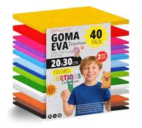 OFITURIA 40 Sheets Foam Rubber Set, Colourful Colours, Format 20 x 30 cm - Ideal for Craft Projects, DIY, School, Art & Decoration (Glitter)