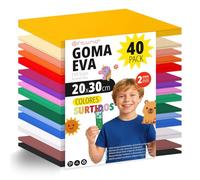 OFITURIA 40 Sheets Foam Rubber Set, Colourful Colours, Format 20 x 30 cm - Ideal for Craft Projects, DIY, School, Art & Decoration (Glitter)