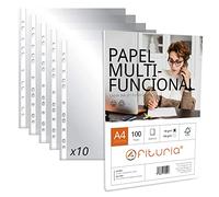Ofituria - A4 Transparent Multi-Drill Plastic Sleeves + Pack of A4 Sheets 100 Sheets 90 g Multipurpose (10 Sleeves + Pack 90 g/m2)