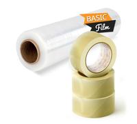 OFITURIA Adhesive Tape and Transparent Film for Packaging Boxes and Furniture, Packaging Kit, Stretch Film up to 200 m, Ideal Protection for Shipping and Moving (Shield Kit)