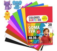 OFITURIA Eva Rubber for School and Creative Crafts, Coloured Foam Sheets for DIY Projects, Art, Children's Decoration, Scrapbooking, Craft Designs 40 x 30 cm (Assorted, 20 Pcs)