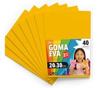 OFITURIA Eva Rubber for School and Creative Crafts, Coloured Foam Sheets for DIY Projects, Art, Children's Decoration, Scrapbooking, Craft Designs 20 x 30 cm (Yellow, 40 Pcs)