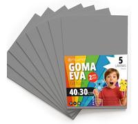 OFITURIA Eva Rubber for School and Creative Crafts, Coloured Foam Sheets for DIY Projects, Art, Children's Decoration, Scrapbooking, Craft Designs 40 x 30 cm (Grey, 5 Pcs)