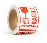 OFITURIA Fragile Labels 4 x 4 Inch (101 x 101 mm) - Roll 300 Pieces | Caution Fragile Stickers | Package Stickers for Shipping, Packaging Labels, Logistics Warehouse