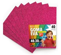 OFITURIA Glitter Eva Foam for Creative Crafts, Glitter Foam Sheets for DIY, School Projects, Decorative Art, Scrapbooking 40 x 30 cm (Fuchsia Glitter, 40 Pcs)