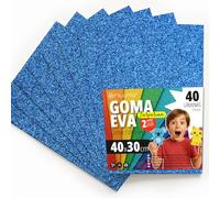 OFITURIA Glitter Eva Rubber for Creative Crafts, Glitter Foam Sheets for DIY, School Projects, Decorative Art, Scrapbooking 40 x 30 cm (Blue Glitter, 40 pcs)