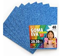 OFITURIA Glitter Eva Rubber for Creative Crafts, Glitter Foam Sheets for DIY, School Projects, Decorative Art, Scrapbooking 20 x 30 cm (Blue Glitter, 40 pcs)