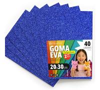 OFITURIA Glitter Eva Rubber for Creative Crafts, Glitter Foam Sheets for DIY, School Projects, Decorative Art, Scrapbooking 20 x 30 cm (Dark Blue Glitter, 40 pcs)