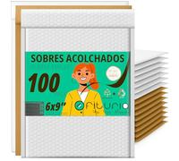 OFITURIA Mix Bubble Envelopes 150 x 220 mm Polyethylene, Kraft and White, Self-Adhesive Mailing Bags, Padded Packaging for Office, E-Commerce and Shipping (Pack of 100)