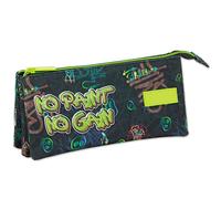 OFITURIA School Pencil Case with 3 Pockets for Organising and Classifying All School Supplies, School Pencil Case with Main and Inner Zip, Paint., 23x11x5, Luggage Strap
