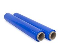 OFITURIA Wrapping Film 50 cm Wide and Stretchable up to 300 Metres Length - Manual Stretch Film Roll for Industrial Packaging (Blue, 2)