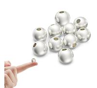 Ofiuny Genuine 925 Sterling Silver Beads for Jewelry Making 10Pcs 8MM Smooth Round Ball Spacer Beads for Bracelet Necklace DIY Crafts (Made in Italy)
