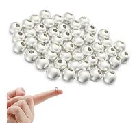 Ofiuny Genuine 925 Sterling Silver Beads for Jewelry Making 50Pcs 4MM Smooth Round Ball Spacer Beads for Bracelet Necklace DIY Crafts (Made in Italy)