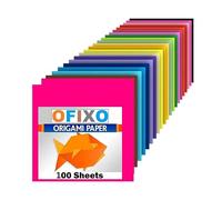 OFIXO - 100 Pieces Double Sided Square Origami Paper Solid Color Multicolor Kids Handmade Craft Accessories No Rules 15 x 15 Origami Paper (Multicolor)