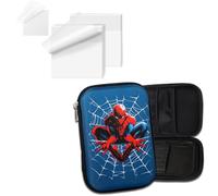 OFIXO Combo | Marvel Spider-Man Hardtop EVA Pencil Case & 100 Pcs Transparent Sticky Notes - Fun Organizer for School/Art & See-Through Notes for Studying/Work