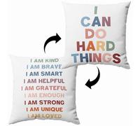 OFJE Inspirational Positive Affirmations Pillow Covers case 18x18，Affirmations for Kids，Motivational Gifts，I am Kind Loved Brave Enough