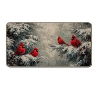 OFJE Winter Forest Red Cardinal Door Mat, Farmhouse Christmas Bird Doormat for Front Door Porch Indoor Outside Entrance Entryway, Xmas Holiday Welcome Mat, 17x30 Inch,DM-PJ-014-Doormats