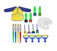 OFKPO 18 PCS Paint Brushes Kit, Includes Sponge Tools, Common Brushes, Palette, Apron, Early Learning DIY Arts and Crafts Set for Kids