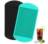 OFKPO 2 Pcs Ice Cube Tray, Square Ice Cube Mold Ice Maker for Freezer, 160 Grids Reusable(Green + Black)