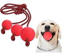 OFKPO 3 Pcs Rubber Dog Chew Toy,Dog Interactive Ball with Rope for Pet Playing Training Exercising