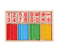 OFKPO Mathematical Educational Toy, Counting Number Blocks and Sticks Wooden Math Sticks, Children Counting Games Number Rods with Storage Tray