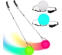 OFKPO One Pair LED Glow POI Juggling Thrown Balls PVC Colorful Ball for Indoor or Outdoor Play