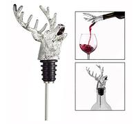 OFKPO Zinc Alloy Wine Pourer and Bottle Stopper Deer Stag Head Shape with Leak-Proof Bung(Silver)