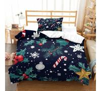 OFLAMIRUX Christmas Elements Duvet Cover Set 3 PCS Hotel Quality Quilt Cover Bedding Set Bed Covers with Pillowcases with Zipper Closure Ultra Soft Hypoallergenic Microfiber Single（135x200cm）