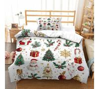 OFLAMIRUX Christmas Elements Duvet Cover Sets 3 PCS Hotel Quality Quilt Cover Bedding Sets Bed Covers with Pillowcases with Zipper Closure Ultra Soft Anti Allergic Microfiber Single（135x200cm）