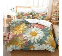 OFLAMIRUX Chrysanthemum Duvet Cover 3 PCS Hotel Quality Quilt Cover Bedding Bed Covers with Pillowcases with Zipper Closure Hypoallergenic Soft Breathable Microfiber King（220x240cm）