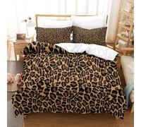 OFLAMIRUX Leopard Print Duvet Cover Set 3 PCS Hotel Quality Quilt Cover Bedding Set Bed Covers with Pillowcases with Zipper Closure Hypoallergenic Soft Breathable Microfiber Super King（260x220cm）