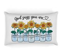 OFlich Christian Bible Verse God Says You are Affirmations Throw Pillow Cover, 20"x12", Multicolor Floral, Home, Outdoors