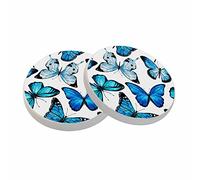 oFloral Butterfly Blue Coasters for Drinks Absorbent Set of 2 Animals Exquisite Wings Fantasy House Warming Gifts New Home for Table Protection, 4 Inch
