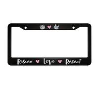 oFloral Grey Dog and Cat Aluminum Alloy License Plate Frame Pink Hearts Resave Love Applicable to US Standard Car Metal Car Tag Frame Funny Front License Plate Cover Holder for Women Men(1 Pack)