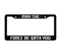 oFloral May The Force Be with You Aluminum Alloy License Plate Frame White Black Applicable to US Standard Car Metal Car Tag Frame Funny Front License Plate Cover Holder for Women Men(1 Pack)