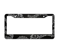 oFloral Staves of Rhythmic Flow Aluminum Alloy License Plate Frame Music Note Pattern Decorative Cute Applicable to US Standard Car Metal Car Tag Frame Front Plate Cover Holder for Women Men(1 Pack)