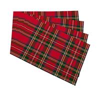 oFloral Tartan, Plaid Placemats for Kitchen Dining Table Set of 4 Traditional Red,Black,Green Scottish Christmas,New Year Decor Linen Washable Heat Resistant Place Mats