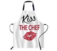 oFloral Women Men Apron for Home Kitchen 004, Kiss the Chef, 27 X 31 Inch
