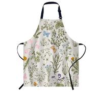 oFloral Women Men Apron for Home Kitchen 009, Herbs and Wild Flowers, 27 X 31 Inch