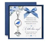 OFlyDesigns Something Blue Gift For Bride,Remembrance Gift for Bride,Wedding Memorial Keepsake with Blue Cardinal for Bridal Bouquet, Remembering Mom or Dad, Guardian Angel Wedding Keepsake