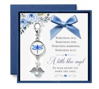 OFlyDesigns Something Blue Gift For Bride,Remembrance Gift for Bride,Wedding Memorial Keepsake with Blue Dragonfly for Bridal Bouquet, Remembering Mom or Dad, Guardian Angel Wedding Keepsake