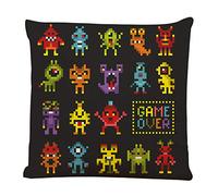 Ofocam Monsters and Robots Throw Pillow Cover Game Over 8 Bit Alien Cartoon Animal Mechanical Nostalgia Decorative Throw Pillow Cushion Case for Home Couch Bed Sofa Car 18 x 18 Inches Pillowcase