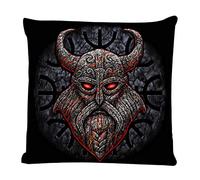 Ofocam Stone Viking with a Horned Helmet Throw Pillow Cover Crow History Medieval War Square Decorative Throw Pillow Cushion Case for Home Couch Living Room Bed Sofa Car 18x18 Inches Pillowcase