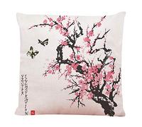 Ofocam Throw Floral Pillow Cover Spring Sakura Cherry Blossom Butterflies in Traditional Japanese Flower Decorative Throw Pillow Cushion Case for Home Couch Living Room Bed Sofa Car 18 x 18 Inches
