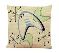 Ofocam Throw Pillow Cover 1940S Style Mid Century Modern 1950S Vintage Retro Atomic Pattern Blue 1950S Style Square Decorative Throw Pillow Cushion Case for Home Couch 18 x 18 Inches Pillowcase