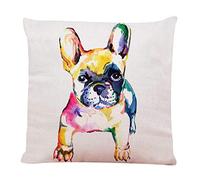 Ofocam Throw Pillow Cover Cute White Frenchie French Bulldog Original Watercolor of Dog Rainbow Hand Square Decorative Throw Pillow Cushion Case for Home Couch Car 18 x 18 Inches Pillowcase