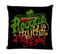 Ofocam Throw Pillow Cover Green Rastafari Reggae is Rhythm of My Soul Lettering in Rasta Colors on Unique Red Jamaica Decorative Throw Pillow Cushion Case for Home Couch Living Room Car 18 x 18 Inch