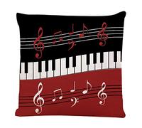 Ofocam Throw Pillow Cover Red Black White Piano Keys and Notes Square Decorative Throw Pillow Cushion Case for Home Couch Living Room Bed Sofa Car 18 x 18 Inches Pillowcase