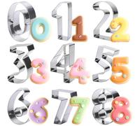ofone Large Number Cookie Cutters (0-9), 3 Inches Stainless Steel Fondant Cutter Set, 9pcs Numbers Biscuit Molds for Baking Cake Clay