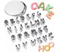ofone Small Alphabet Cookie Cutters(A - Z), 26 Pcs Fondant Letter Cutters Stainless Steel Mini Biscuit Cutter Shapes for Baking Cakes Pastry Polymer Clay Fruits